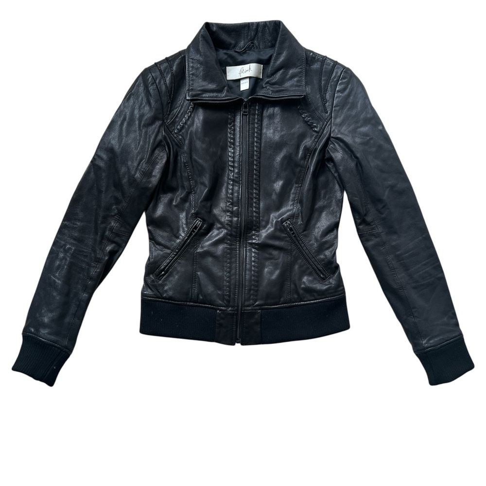 Danier Blink Black Leather Bomber Jacket 2XS / 2TP
